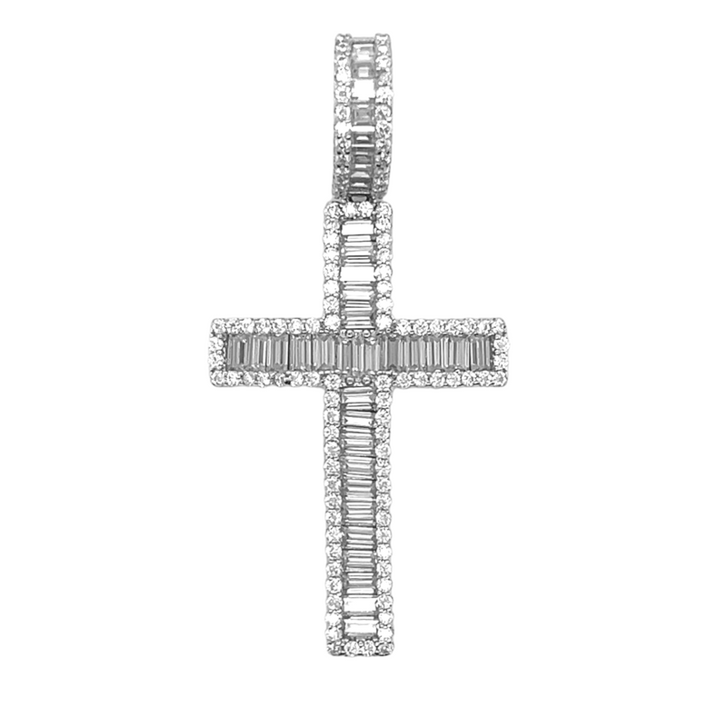 Sterling Silver Moissanite Cross Pendant  2.18 CTW