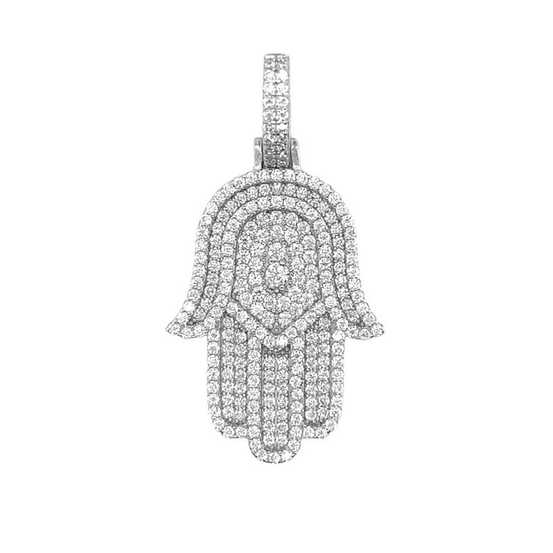 Sterling Silver Moissanite Hamsa Pendant  2.49 CTW