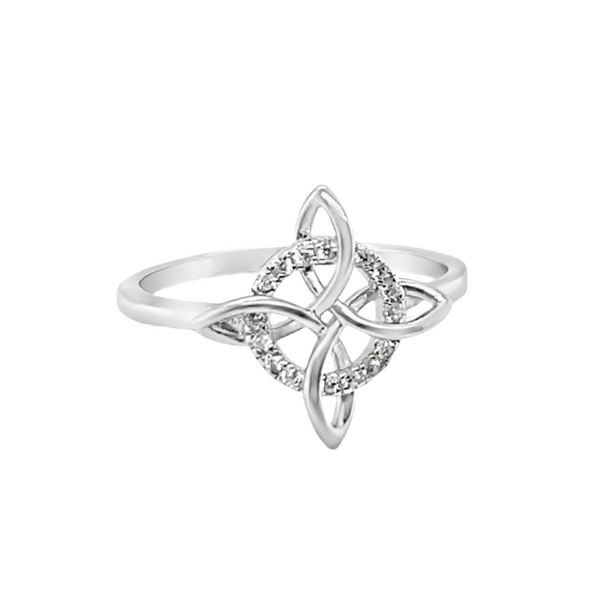 Sterling Silver Quaternary Celtic Knot CZ Ring