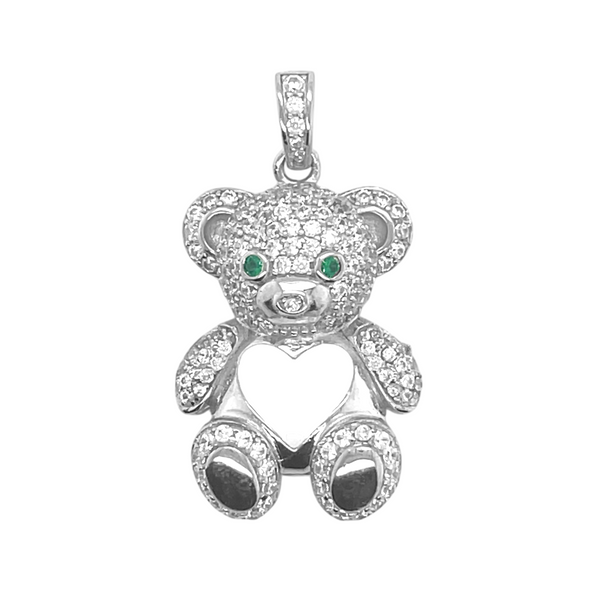 Sterling Silver Teddy Bear with Belly Heart