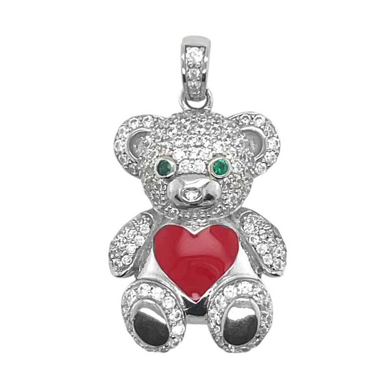 Sterling Silver Teddy Bear with Belly Heart