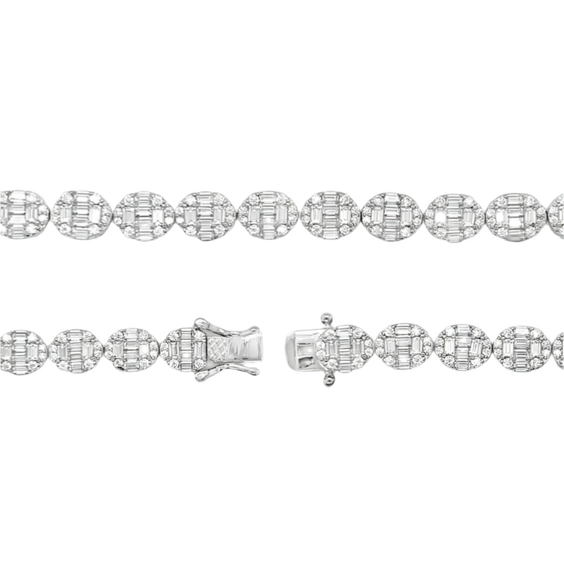 Sterling Silver Moissanite Oval Cluster Bracelet (7")