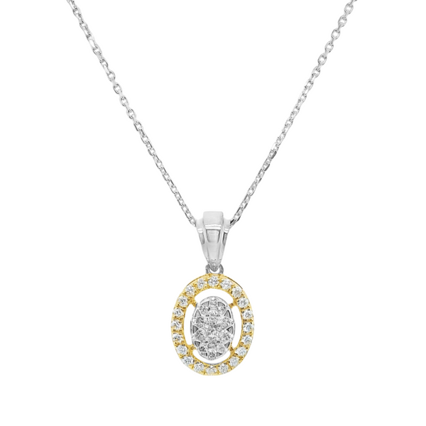 1Ct. T.W. 14K Oval Halo Pave Drop Earrings and Necklace Set with