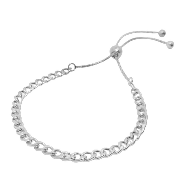 Sterling Silver 4mm Cuban Link Adjustable Bracelet