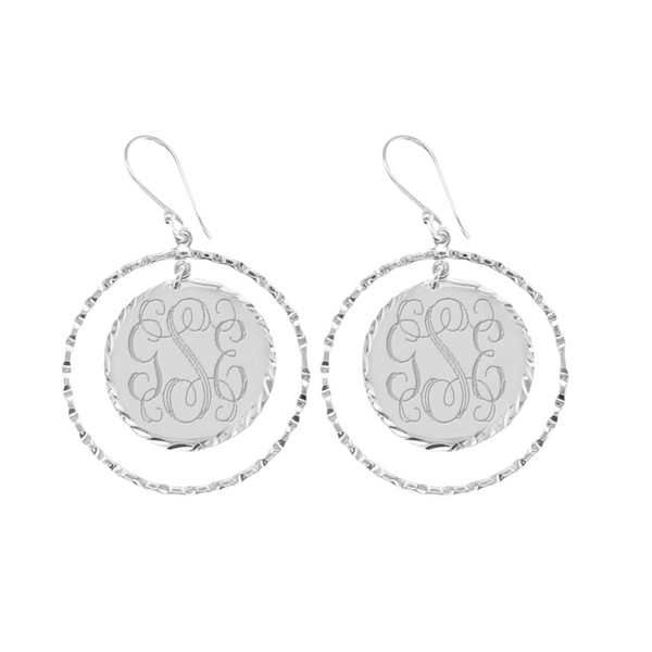 German Silver Engravable Diamond Cut Edge Round French Wire Earrings