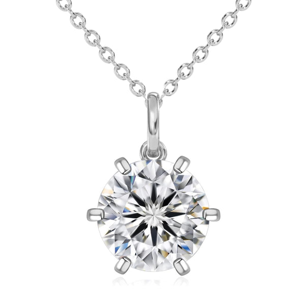 Sterling Silver Moissanite 4.0CT 10MM Round Solitaire Necklace