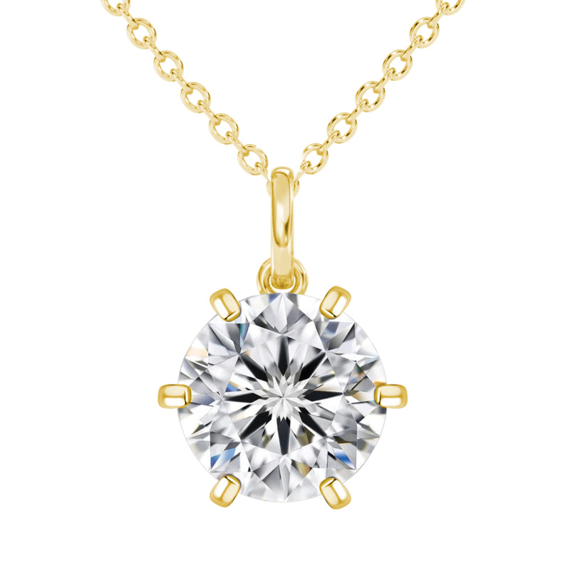 Sterling Silver Moissanite 4.0CT 10MM Round Solitaire Necklace