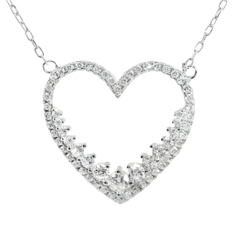 Sterling Silver CZ Heart Necklace