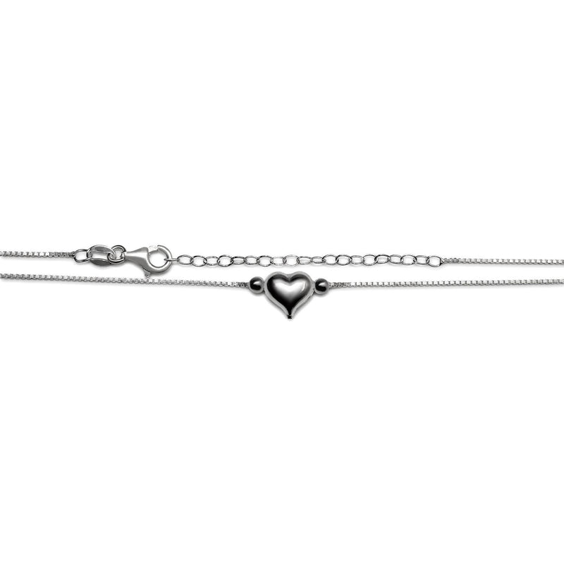 Sterling Silver Heart Anklet (9"+2")