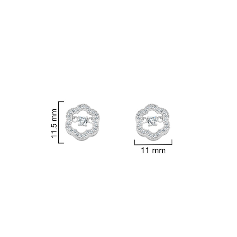 Sterling Silver CZ Flower Halo Earrings