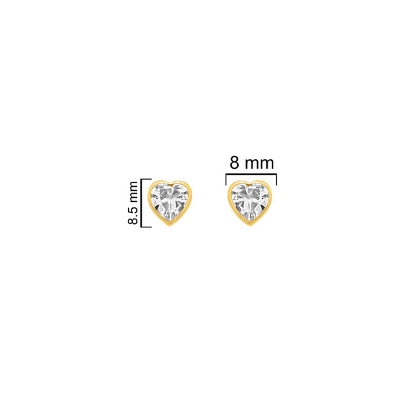 Sterling Silver Gold Plated Heart CZ Stud Earrings