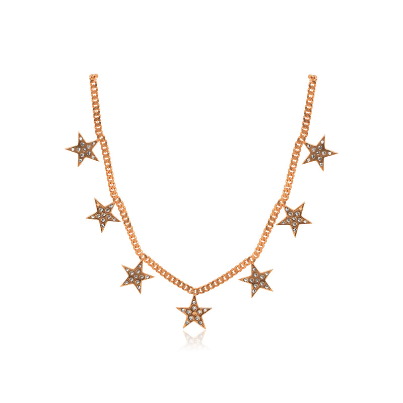 ROSE CZ STAR DANGLE STATIONS NECKLACE - Atlanta Jewelers Supply