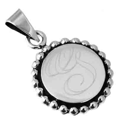 Sterling Silver Round Engravable Pendant With 3Mm Beads - Atlanta Jewelers Supply