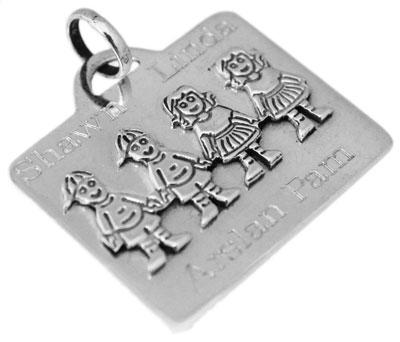 Sterling Silver Rectangular Engravable Boy-Boy-Girl-Girl Pendant - Atlanta Jewelers Supply