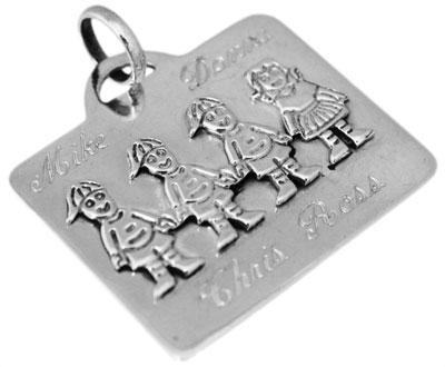 Sterling Silver Rectangular Engravable Boy-Boy-Boy-Girl Pendant - Atlanta Jewelers Supply