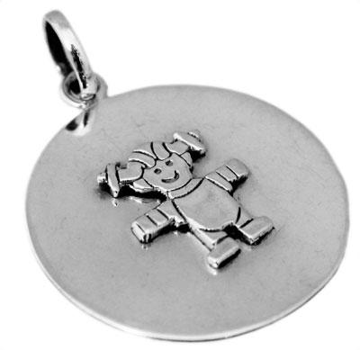 Sterling Silver Round Engravable Girl Pendant - Atlanta Jewelers Supply