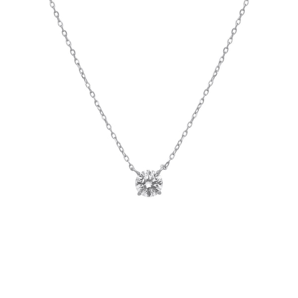 Sterling Silver 4 Prong Round Moissanite Necklace W/ Certification