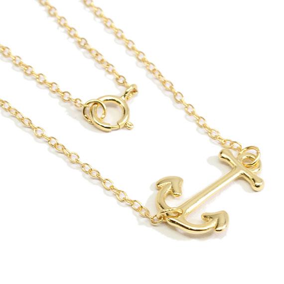 Sterling Silver Sideways Anchor Necklace