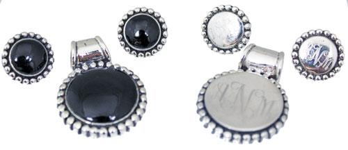 Sterling Silver Reversible Engravable Pendant & Stud Earrings Set - Atlanta Jewelers Supply