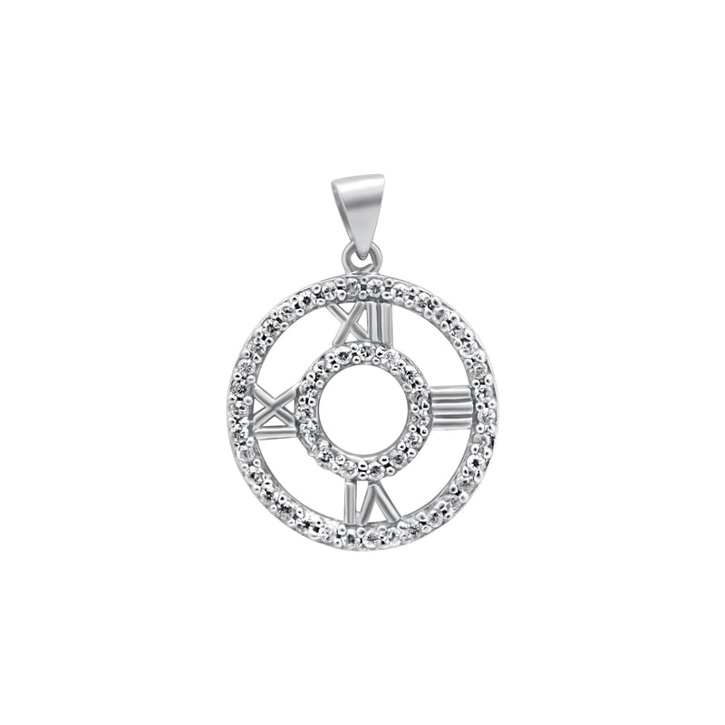 Sterling Silver CZ Time Pendant