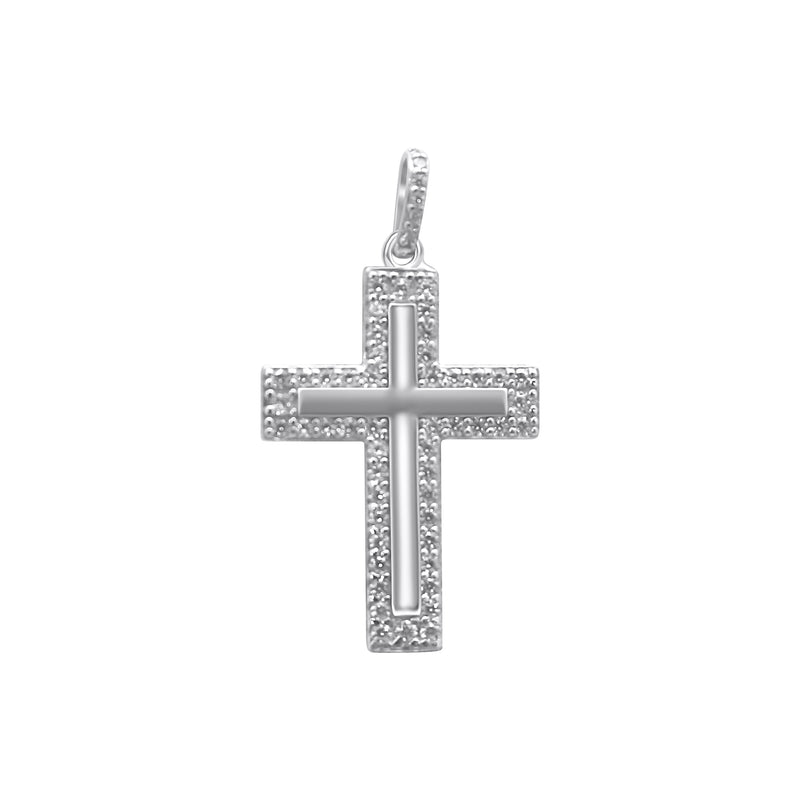 Sterling SIlver Cross Pendant CZ Border