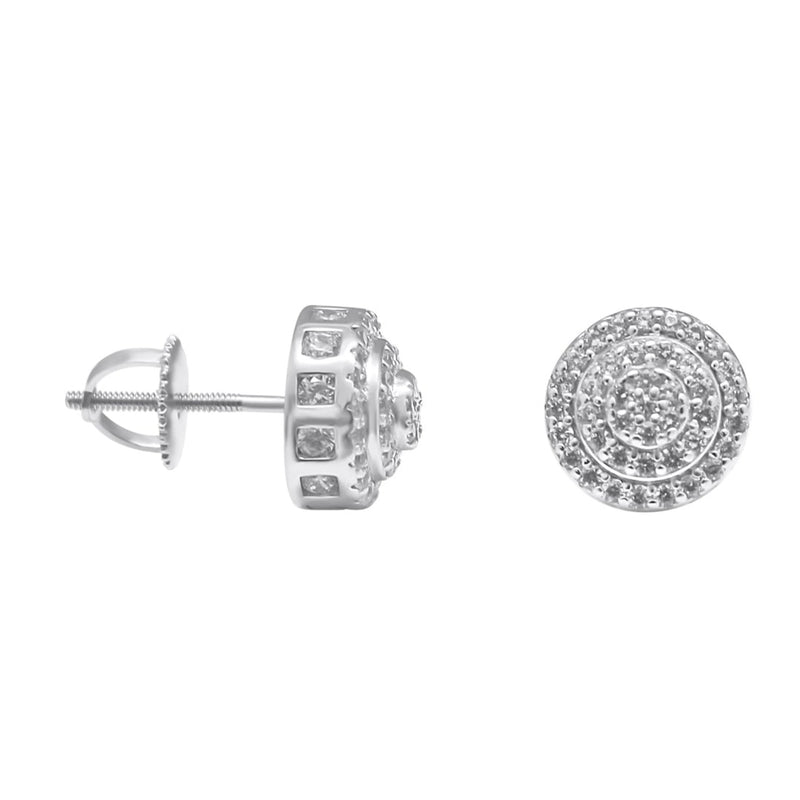 Sterling Silver Round CZ Screwback Studs (9mm)